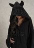 TJVF小惡魔連帽睡袍加絨加厚居家服連體衣男女情侶刺繡睡衣超大衛(wèi)衣潮 黑色刺繡字母 L 曬單實(shí)拍圖