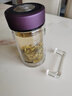 清水雙層玻璃杯便攜帶手柄辦公水杯透明水晶耐熱泡茶杯子 紫色 400ml 曬單實拍圖