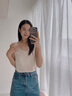 HMRSV設計感緞面吊帶背心女2025夏季印花絲滑真無(wú)袖外穿上衣服打底衫黑 白色（A48）【右滑查看更多】 XL （適合體重110-120斤） 曬單實(shí)拍圖