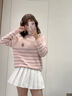 施洛瀾條紋加厚毛衣女上衣2025新款秋冬季內搭針織打底衫時尚減齡外穿 粉色 均碼 建議80-135斤 曬單實拍圖