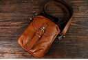 LUXUNTIKA牛皮斜跨包新款休閑真皮單肩包豎款頭層軟牛皮潮流復古迷你小包 棕色 曬單實(shí)拍圖