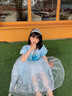 蓓然美（BeiRanMay）愛(ài)莎公主裙2026艾莎裙子圣誕兒童演出服生日禮物洋氣泡泡袖網(wǎng)紗裙 藍色公主裙 120 （建議身高105-113CM) 曬單實(shí)拍圖