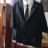 威登羊dk制服小西服學(xué)生男士痞帥寬松港風(fēng)日系夏季薄款情侶jk班服套裝 黑色外套+短襯衫+西褲【三件 XL 曬單實(shí)拍圖