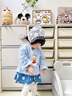 幼歌（YOUGE）嬰幼兒早春新款假兩件俏皮上衣高級(jí)復(fù)古時(shí)髦圓點(diǎn)連衣裙 藍(lán)色 80 cm 曬單實(shí)拍圖