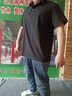 【胖子超大碼80-240斤男裝】貼布純色短袖衫T恤男加肥加大碼潮胖子寬松體翻領(lǐng)夏裝簡約潮胖 黑色 4XL 180-205斤 曬單實(shí)拍圖