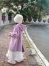 BARRY BANNY女童秋冬裝6-14歲兒童中長(zhǎng)款洋氣大衣女孩中大童寬松百搭毛呢外套 香芋紫大衣 140 cm(56-68斤) 曬單實(shí)拍圖