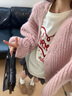 矜持范針織衫女粉色毛衣外套女春秋2025新款穿搭慵懶風(fēng)外套別致上衣春裝 粉毛衣 S 85100斤 曬單實拍圖
