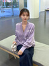 Calvin KleinJeans秋冬女士含羊毛混紡ck提花紐扣V領(lǐng)寬松針織開(kāi)衫J224774 PC1-鳳信紫 XS 曬單實(shí)拍圖