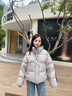 Calvin KleinJeans【防水】秋冬女士ck休閑絨領立領鴨絨羽絨服外套J224788 PEE-鉛灰 S 曬單實拍圖