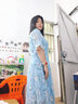 NUKM大擺中長款雪紡連衣裙女2025新款V領短袖海邊度假拍照長裙到腳踝 02花（當天發(fā)貨 3XL  130-140斤左右 偏小卡碼拍大一碼 曬單實拍圖