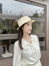 啄木鳥(niǎo)小帽檐法式平頂帽優(yōu)雅草帽女春夏時(shí)尚百搭禮帽草編遮陽(yáng)帽防曬帽子 米色 可調節(56-58c) 曬單實(shí)拍圖