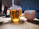 久堂 手工木把加厚玻璃公道杯鑲銀功夫茶具配件茶海分茶器日式公杯 木把景泰藍(lán)玻璃公道杯-高款（蘭花） 曬單實(shí)拍圖