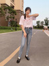 米豆小主高腰牛仔褲女加絨秋冬彈力長(zhǎng)褲修身顯瘦顯高韓版鉛筆褲小腳褲緊身 2222-淺藍(lán)色 28 建議 100-110斤 曬單實(shí)拍圖