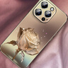 迷炫適用蘋果16promax手機殼iPhone16pro手機保護套電鍍玻璃女款幻晶玫瑰簡約時尚超薄全包防摔保護殼 【香檳色幻晶玫瑰】電鍍玻璃+全包防摔 iPhone16ProMax 曬單實拍圖