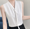 貓人（MiiOW）無(wú)袖雪紡背心女外穿潮夏季寬松白色小吊帶搭西裝內搭上衣打底衫夏 6609白色 M 曬單實(shí)拍圖