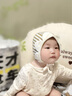 李晨曦（Lichenxi）嬰幼兒帽子春秋款可愛時(shí)尚條紋韓系帶帽男女寶寶包臉帽初生套頭帽 呦條紋向日葵包頭帽—卡其色 適合2-18個(gè)月寶寶頭圍38-46CM 曬單實(shí)拍圖