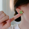 KRISTEN JUDI旋轉(zhuǎn)四葉草耳釘女銀針綠色耳環(huán)貓眼石時尚耳飾品小眾耳墜學(xué)生閨蜜女友老婆生日禮物 可旋轉(zhuǎn)幸運四葉草耳環(huán)一對-金色 曬單實拍圖
