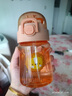 迪樂(lè )貝爾（Diller）吸管杯兒童水杯幼兒園學(xué)生水壺女tritan塑料水杯斜挎便攜可愛(ài)杯子 橙色 400ml 【Tritan材質(zhì)】 曬單實(shí)拍圖