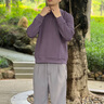 與狼共舞【重磅華夫格】圓領(lǐng)衛衣男士2025秋季新款肌理感套頭休閑上衣3041 淺紫色504 M /170 曬單實(shí)拍圖