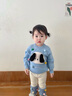 幼歌（YOUGE）嬰幼兒冬季新款寬松動(dòng)物毛絨玩偶毛衣加絨打底褲套裝潮 天空藍(lán)上衣 80 cm 曬單實(shí)拍圖