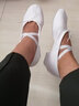成人帶跟舞蹈鞋女軟底練功鞋民族舞教師鞋有跟肚皮舞鞋女式中低跟 白色【升級款】 37 曬單實(shí)拍圖