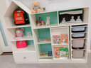 可比熊 實(shí)木兒童玩具收納架寶寶書(shū)架繪本架分類(lèi)組合收納柜落地置物架 新F+移門(mén)柜 藍綠 長(cháng)194 曬單實(shí)拍圖