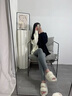 莫代爾加絨打底褲女秋冬季外穿加厚棉褲絨褲大碼特厚羊羔絨保暖褲毛秋褲 深灰色中厚480克 L 適合105-130斤 曬單實(shí)拍圖