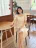 NINE WEST玖熙2024夏季新款宮廷風摩登優(yōu)雅女士月光玫瑰輕禮服連衣裙 米白色 160/84A(M) 曬單實拍圖