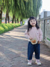 幼歌（YOUGE）嬰幼兒元?dú)饪ㄍㄌ最^毛衣可愛(ài)動(dòng)物繡花標(biāo)綿軟舒適長(zhǎng)袖潮 煙灰粉 90 cm 曬單實(shí)拍圖