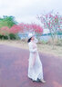 亂在江南純色休閑棉麻連衣裙長袖春秋新款原創(chuàng)設計氣質優(yōu)雅系帶大擺裙 白色 L 曬單實拍圖