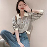 DAVEY MODE條紋毛衣早春秋冬季2025年新款女裝衛(wèi)衣外套女百搭寬松顯瘦針織衫 杏色【zt】 L 【建議100-120斤】 曬單實(shí)拍圖