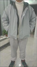 安初夏假兩件棉服男士休閑套裝冬季外套棉襖新款寬松棉衣服男裝三件套潮 淺藍棉衣+白毛衣+加絨灰褲 XL 【推薦120-140斤】 曬單實(shí)拍圖