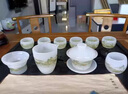 洛湘冰種琉璃茶具套裝功夫茶杯茶壺蓋碗整套辦公家用泡茶會(huì)客高端送禮 千里江山琉璃蓋碗套組10入 曬單實(shí)拍圖