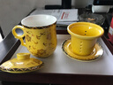 雅言陶瓷 陶瓷過(guò)濾杯帶蓋泡茶杯茶漏帶柄喝茶杯青花瓷茶具茶杯杯子水杯  黃金盞 曬單實(shí)拍圖