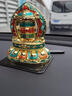 雪域印象德田車(chē)載太陽(yáng)能轉金輪汽車(chē)擺件車(chē)內飾品中控臺儀表臺高檔旋轉 藍綠色 曬單實(shí)拍圖