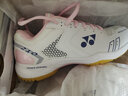YONEX 尤尼克斯羽毛球鞋女鞋減震防滑透氣動(dòng)力墊運動(dòng)鞋超輕專(zhuān)業(yè)訓練鞋 SHB220CR 白粉 36 曬單實(shí)拍圖