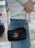 古馳（GUCCI）女包Marmont馬蒙牛皮鏈條單肩包GG經(jīng)典斜挎包女士七夕情人節禮物 mini 476433  黑色 女包 曬單實(shí)拍圖