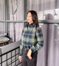 梵喬希品牌定制格子襯衫女長(cháng)袖秋冬新款時(shí)尚立領(lǐng)時(shí)尚百搭休閑顯瘦上衣潮 綠色 27/M 曬單實(shí)拍圖