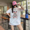 蔻蘭丹短袖t恤女2025夏季新款韓版寬松學(xué)生中長款純棉T恤半袖上衣服女 2849白色 XL 【120-140斤】 曬單實(shí)拍圖