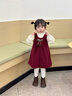 迪士尼（Disney）女童加絨背心裙套裝2025新款女寶寶周歲禮服連衣裙兒童冬裝拜年服 毛球裝飾套裝 紅色  加絨 旗艦品質(zhì) 130 曬單實(shí)拍圖