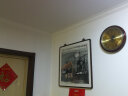 汉时客厅高档挂钟实木黄铜时钟创意挂表欧式大气挂墙壁钟石英钟表HW38 B款（松木+合金装饰边框） 实拍图