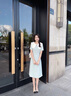 拉夏貝爾（La Chapelle）短袖雪紡連衣裙女裝2025年夏季新款時(shí)尚中長(zhǎng)款法式小個(gè)子夏天裙子 淺藍(lán)色 M 曬單實(shí)拍圖