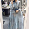 毅珊雪紡連衣裙女夏品牌女裝2024新款收腰顯瘦碎花裙感氣質(zhì) 水藍(lán)色 M 曬單實拍圖
