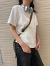 雲(yún)上生活「盛夏面膜t」解構(gòu)正肩短袖T恤2025夏季簡約短袖T9618X 星白色 32支法式棉氨螺紋 M （建議100-110斤左右) 曬單實拍圖