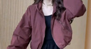 羅蒙（ROMON）短外套女2024春秋季新款韓版寬松顯瘦氣質(zhì)小個(gè)子夾克上衣女士外套 酒紅色 3XL （145-160斤） 曬單實(shí)拍圖