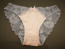 芙羅塔內褲女性感蕾絲邊女士冰絲內褲迷人綢緞質(zhì)感低腰女式內褲透明誘惑 [3條裝]蝦粉+膚灰+黑色 L 建議110-130斤穿 曬單實(shí)拍圖