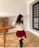 moonkids兒童冬裝短裙秋冬過(guò)年紅色女童燈芯絨公主裙子加厚新年半身裙冬季 4527安哥拉紅 130 cm 曬單實(shí)拍圖