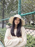 Siggi防曬女帽子女春夏防曬防紫外線(xiàn)空頂遮陽(yáng)帽可扎馬尾可折疊帽 燕麥米 56cm-58cm 曬單實(shí)拍圖