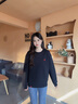 全棉時(shí)代男女款空氣層圓領(lǐng)衛(wèi)衣幸福紅寬松休閑通勤長(zhǎng)袖衛(wèi)衣 黑色 160 曬單實(shí)拍圖