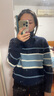 百圖betu女裝2025春季新款毛針織衫拉鏈撞色條紋寬松套頭毛衫2501T08 深蘭 S 曬單實(shí)拍圖